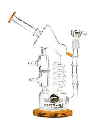 12" Tsunami Concentrate Rig Sprinkler Honeycomb Twist Recycler Water Pipe - Clear Amber