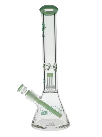 16" Dro Showerhead Perc Beaker Water Pipe by Diamond Glass - Milk Green