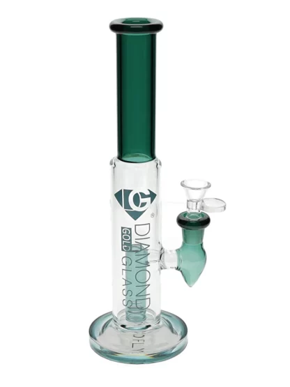10" Cylinder Straight Tube Water Pipe by Diamond Glass - Teal