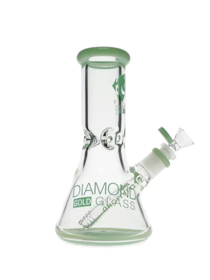 8" Hitter No Perc Beaker Water Pipe by Diamond Glass - Milk Green