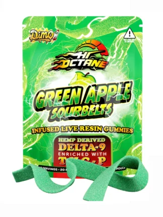 Hi Octane Dimo Live Resin D9+THCP Green Apple Sourbelts Gummy Rings 1000mg